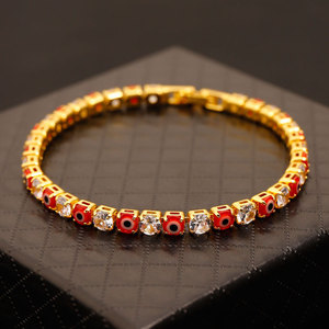 Bracelet carré unisexe en zircon coloré de style européen, bijou fantaisie en alliage de zinc avec serti en canal, design géométrique, idéal comme cadeau - Product Image 4