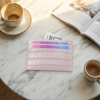 Dompet Kartu Kredit JOYSUN Minimalis Kulit PU Motif Buaya Tipis Multi-Slot Anti RFID Warna-warni Mini Wanita Bisnis ID
