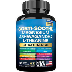 Suplemen Corti-Soothe untuk Mengurangi Kadar Kortisol, 60 Kapsul dengan Magnesium, L-Theanine, Ashwagandha, dan Fosfatidilserin untuk Manajemen Kortisol - Product Image 1