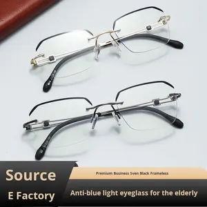 卸売スポットメーカーハイエンドアンチブルーライトファッショナブルなPCレンズ + 350度読み取りメガネメタル男性用 - Product Image 3