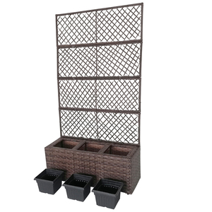 Poly Rattan <strong>Planter</strong> <strong>Box</strong> with Trellis Outdoor Wicker Raised Garden Bed Climbing <strong>Planter</strong> for Vine Flower <strong>Vegetable</strong> Patio Garden - Product Image 5