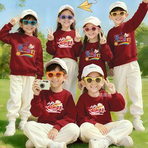 Sweat-shirts à col rond pour enfants, uniformes scolaires à manches longues avec lettrage imprimé pour élèves du primaire, en coton, matière fine - Product Image 4