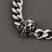 Bracelet jonc en acier inoxydable pour homme, motif crâne fantôme, maillons cubains, breloques Miami