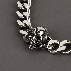 Pulsera de Acero Inoxidable con Diseño de Calavera Fantasma y Eslabones Cubanos Estilo Miami para Hombre - Product Image 3