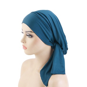 Commercio all'ingrosso raso elasticizzato <span class=keywords><strong>turbante</strong></span> musulmano Hijab capelli Bandana sciarpa testa con cravatta a fascia per ogni giorno Casual e viaggi per le donne ragazze - Product Image 5