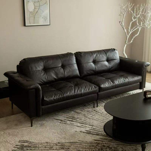 Ensemble <span class=keywords><strong>de</strong></span> canapés en cuir véritable à trois places <span class=keywords><strong>de</strong></span> conception italienne moderne avec rembourrage en éponge pour appartement, salon ou chambre <span class=keywords><strong>d</strong></span>'hôtel - Product Image 2