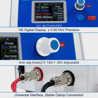 Probador de Baterías Heltec Energy 10A de Corriente Constante, 1-30V, con Registro de Datos y Analizador de Capacidad para Baterías de Plomo-Ácido y Litio