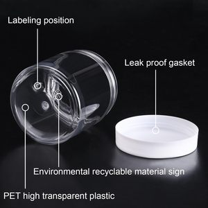 Contenant vide personnalisé de qualité alimentaire à large ouverture pour gommage corporel, crème visage, lotion, transparent, 30ml, 100ml, 4oz, 8oz, 500ml, avec bouchon à vis - Product Image 3