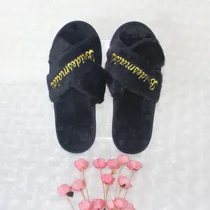 Five-star Hotel Disposable Slippers Hotel Imitation Rabbit Fur Cross Slippers Anti-slip Thickened Home Party Slipper