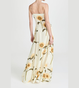 Nuovi stili semplici abbigliamento donna abiti estivi temperamento elegante girasole stampato una linea abiti Casual lunghi - Product Image 4