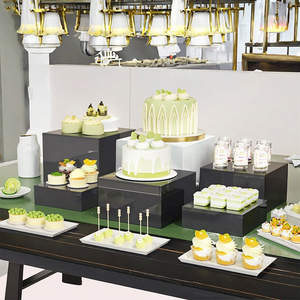 Acrilico 5 pz nero quadrato cubo espositore rack di nidificazione servizio di Catering Buffet cibo alzate per matrimonio Hotel natale decorazione - Product Image 2