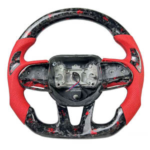 Volant en fibre de carbone personnalisé pour Dodge Charger Challenger <span class=keywords><strong>SRT</strong></span> <span class=keywords><strong>Hellcat</strong></span> 2014-2023 et Jeep Grand Cherokee Trackhawk - Product Image 1