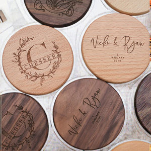Posavasos de Madera Resistentes al Calor con Logotipo Personalizado, Grabados con Láser, Estilo Rústico, Ecológicos, 300 mm de Diámetro, 10 mm de Grosor - Product Image 3