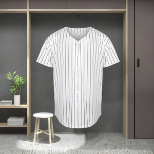 Maillot de baseball pour homme à rayures fines, chemise de sport respirante en polyester, uniforme d'équipe personnalisé imprimé avec boutons sur le devant - Product Image 3
