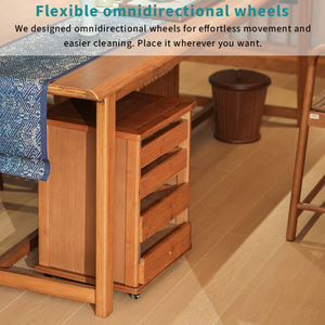 طاولة سرير جانبية مخصصة من الخيزران مع 4 أدراج وعجلات قابلة للقفل - Product Image 5