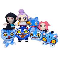 Peluche chat monstre bleu mignon et effrayant, jouet en peluche personnalisé OEM, décoration animale en peluche, porte-clés en peluche 10 cm