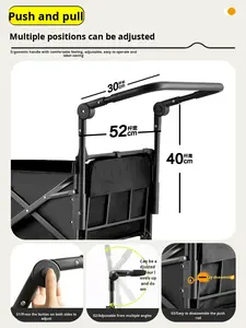 बेबी स्ट्रोलर फोल्डेबल हैंड पुल कार्ट कैनोपी चार-पहिया पालतू जानवर वाला कैंपिंग रियर-ओपनिंग स्टॉलर - Product Image 4