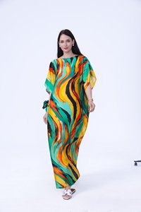 Lussuosi Abiti Etnici Africani, Vestaglie Larghe in <span class=keywords><strong>Seta</strong></span> a Due Pezzi, Caftani Islamici per Donne Musulmane, Abiti in <span class=keywords><strong>Seta</strong></span> Stampata con Copricapo - Product Image 6