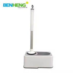 Ensemble de brosse de toilette en caoutchouc à montage mural moderne avec station de stockage, nettoyage en profondeur et en douceur, gain de place, accessoires de salle de bain - Product Image 6