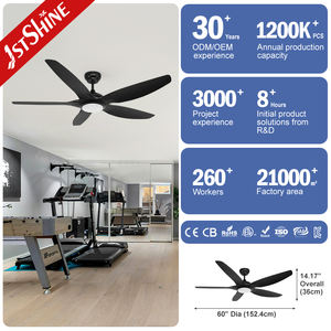 1stshine LED ventilador de techo colgante negro ABS aspas DC motor ventilador de techo con luz - Product Image 3