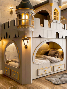 Etagenbetten für Kinder, Schlossbett für Kinder, Maßgeschneidertes Design für Kinderzimmer, Themenhotel und Ferienwohnung - Product Image 3