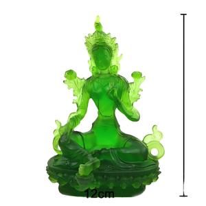 2023 الراقية الراتنج الزجاج نحت على شكل بوذا 21 سنتيمتر الأخضر تارا بادا المنزل مكتب ديكور محظوظ حلية الأزرق بوذا بوذا تمثال - Product Image 3