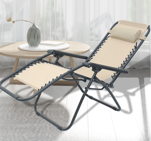 เก้าอี้ตั้งแคมป์สองชั้นแบบปรับเอนได้เลานจ์พร้อมหมอนถอดได้และโต๊ะข้างสำหรับชายหาดและโรงแรมเก้าอี้พักผ่อนแบบพับได้ - Product Image 3