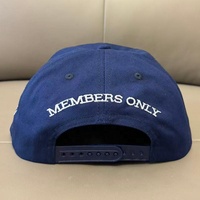 Gorra de 5 Paneles Personalizada por el Fabricante, sin Estructura, con Logotipo Bordado, Azul Marino, de Sarga de Algodón, Visera Plana, Cierre a Presión, Servicio OEM