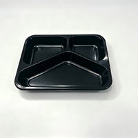 Barquette alimentaire jetable CPET à 3 compartiments, thermoscellable et compatible micro-ondes, pour avion