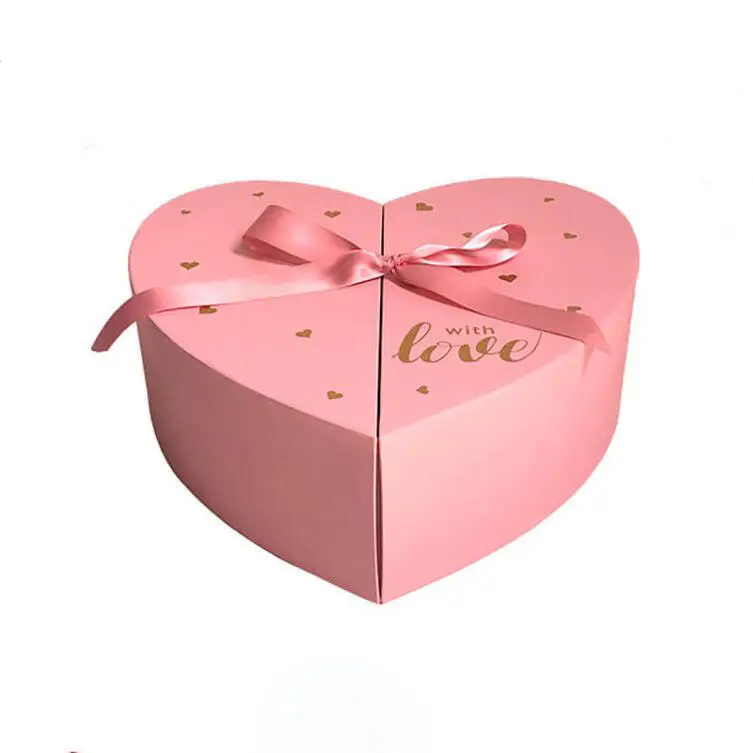 Özel lüks benzersiz el yapımı kalp şekilli boş sert hediye karton kutu