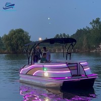 Bateau ponton en aluminium, petit bateau de pêche de luxe pour le marché européen, loisirs en famille, tourisme, propulsion hors-bord