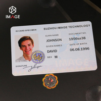 PVC PC Per-Printed ID Card dengan tertanam keamanan holografik laminasi dan Chip