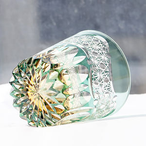 Verre à <span class=keywords><strong>whisky</strong></span> en cristal Edo Kiriko de luxe 320 ml, gravé à la main avec un motif floral, coupe à cocktail à l'ancienne avec boîte cadeau - Product Image 6