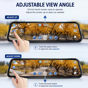 กล้องติดรถยนต์แบบกระจกมองหลังอัจฉริยะ ขนาด 10 นิ้ว IPS 2.5D กระจกสีขาว หน้าจอ 1080P 720P รองรับการแบ่งหน้าจอ กล้องคู่ บันทึกวิดีโอ - Product Image 5