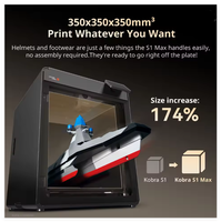 Anycubic Kobra S1 Max Combo Printer 3D Format Besar Multi-Warna dengan Penyetelan Otomatis Kecepatan Tinggi FDM WiFi untuk Rumah dan DIY