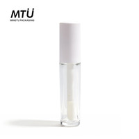 En stock – Tubes à gloss transparents en PETG de 8 ml, tubes à rouge à lèvres personnalisables avec logo, avec capuchon à vis blanc et grand applicateur – Contenant cosmétique