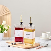Bouteille en verre carrée en gros 350 ml 500 ml Bouteille d'huile d'olive Distributeur avec becs verseurs