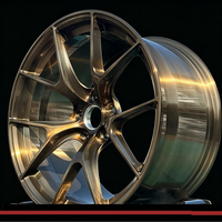 Rines JG Monoblock de 5 radios con diseño en V, forjados en bronce cepillado, de aleación premium para vehículos de alto rendimiento y lujo, para autos deportivos.