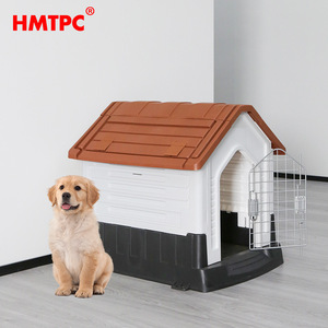 Chenil pour chien HMTPC en plastique, taille moyenne, imperméable, pour extérieur, avec porte en fer. - Product Image 1