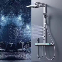 Système de douche moderne YF 2026 en laiton à double affichage numérique, touches piano, 4 modes, thermostatique, avec pommeau de douche pluie doux et pistolet de douche