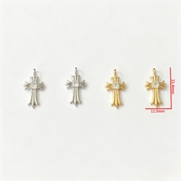 Breloques Croix Vintage en Laiton, Pendentifs Zircon Plaqué Or/Rhodium pour Accessoires de Bijoux Faits Main Rétro Religieux DIY