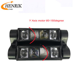 Chất lượng cao Mini <span class=keywords><strong>LED</strong></span> di chuyển đầu đèn sân khấu DJ DMX 512 kép quét xung hiệu ứng nhấp nháy chùm 8 cái 3W RGBW 4in1 Spider ánh sáng - Product Image 2