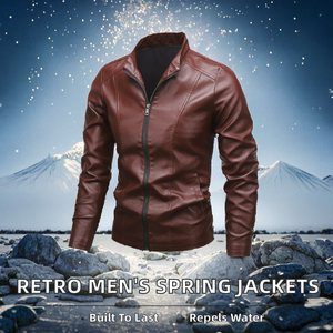 แจ็คเก็ตผู้ชายสไตล์เรโทรใหม่ ขายส่ง สำหรับฤดูใบไม้ร่วง ทำจากหนัง PU แบบเย็บติดกัน ทรงลำลอง คอตั้ง ปิดด้วยซิป กันน้ำ และเป็นมิตรกับสิ่งแวดล้อม - Product Image 2