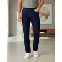 Adrenaline Erkek Düz Paça Kot Pantolon Koyu Mavi Esnek Denim Orta Bel Yarım Kasık 5 Cepli