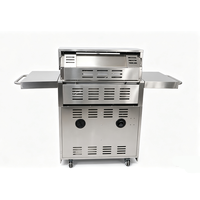 Barbecue à gaz 5 brûleurs, barbecue autonome en acier inoxydable avec tiroirs de rangement et robinet d'arrêt de sécurité pour cuisine extérieure