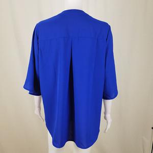 Blusa de chifón con cuello en V para mujer, holgada, de <span class=keywords><strong>manga</strong></span> <span class=keywords><strong>corta</strong></span>, elegante, fina, informal, de verano, lisa - Product Image 4