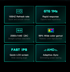 27 inch QHD 2560x1440 HDR 1ms phản ứng cong chơi game màn hình 60Hz/165Hz 16:9 IPS Máy tính để bàn PC <span class=keywords><strong>LCD</strong></span> cong màn hình - Product Image 5