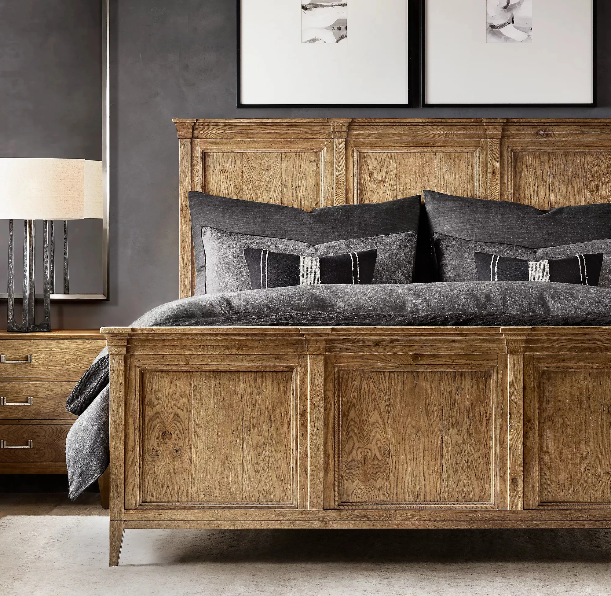 Estilo americano design escultura rural, madeira maciça cama de casal lounge villa hotel apartamento personalizado mobília do quarto