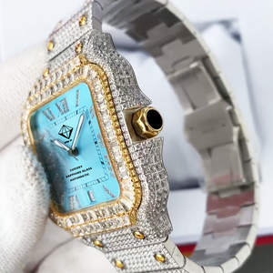 Liquidation Vente Hip Hop Iced Out Montre <span class=keywords><strong>Luxe</strong></span> Top Moissanite Verre Saphir Montre Mécanique pour Hommes - Product Image 1