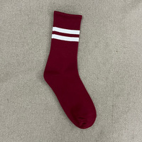 Chaussettes de sport pour femmes en coton doux aux couleurs vives d'automne, à deux rayures, chaussettes chic pour la rue